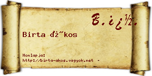 Birta Ákos névjegykártya